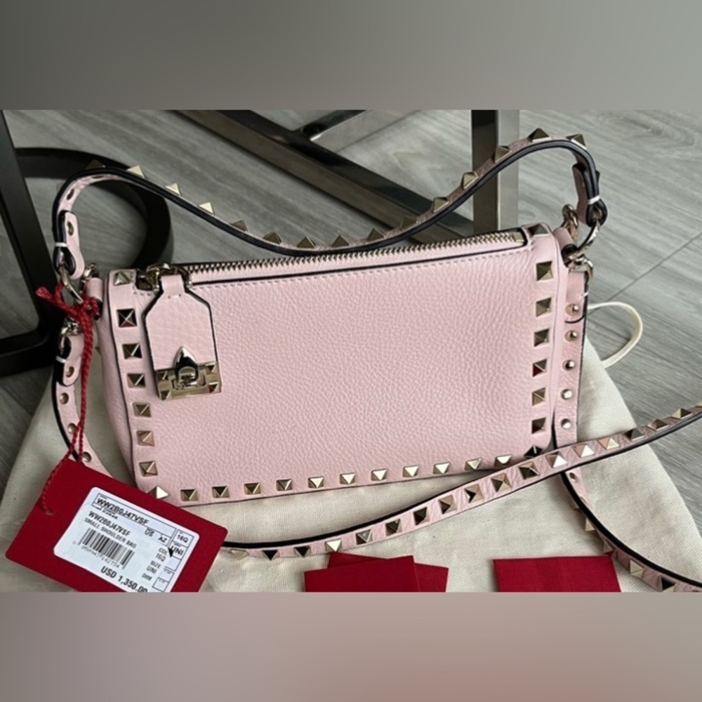 Valentino Garavani Rockstud Leather Shoulder Bag - small (light pink) NWT